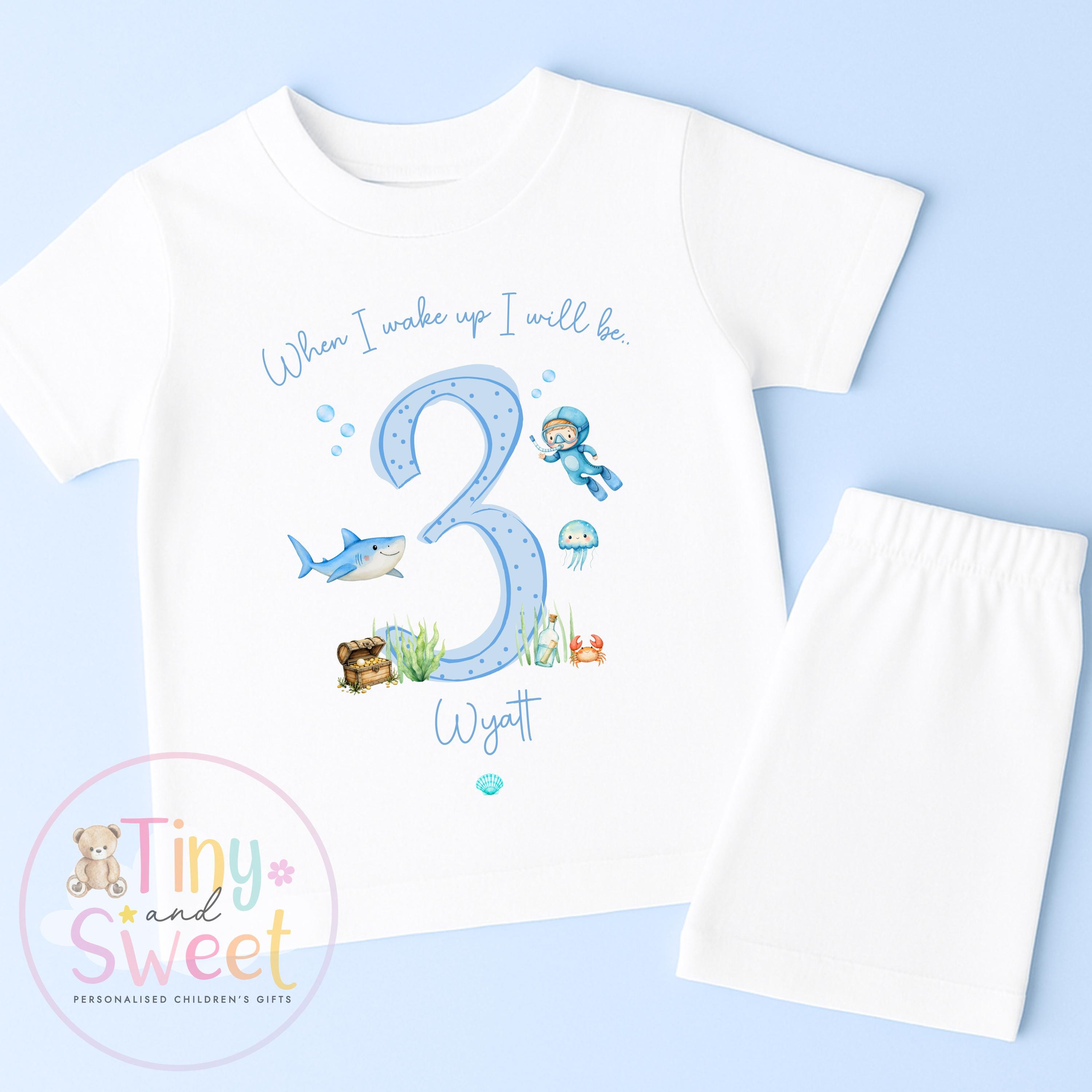 Under the Sea Birthday PJs, When I Wake Up I’ll Be…, Ocean Birthday Pyjamas, Boys Birthday Pyjamas, Under the Sea Theme