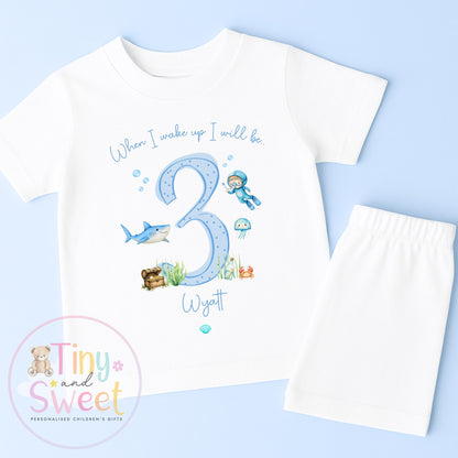 Under the Sea Birthday PJs, When I Wake Up I’ll Be…, Ocean Birthday Pyjamas, Boys Birthday Pyjamas, Under the Sea Theme