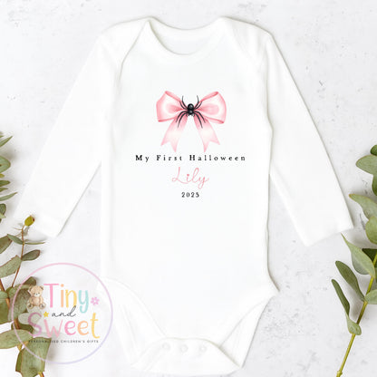 First Halloween Sleepsuit, Pink Baby 1st Halloween Gift Idea, 1st Halloween Babygrow, Halloween Outfit for baby, Halloween costume
