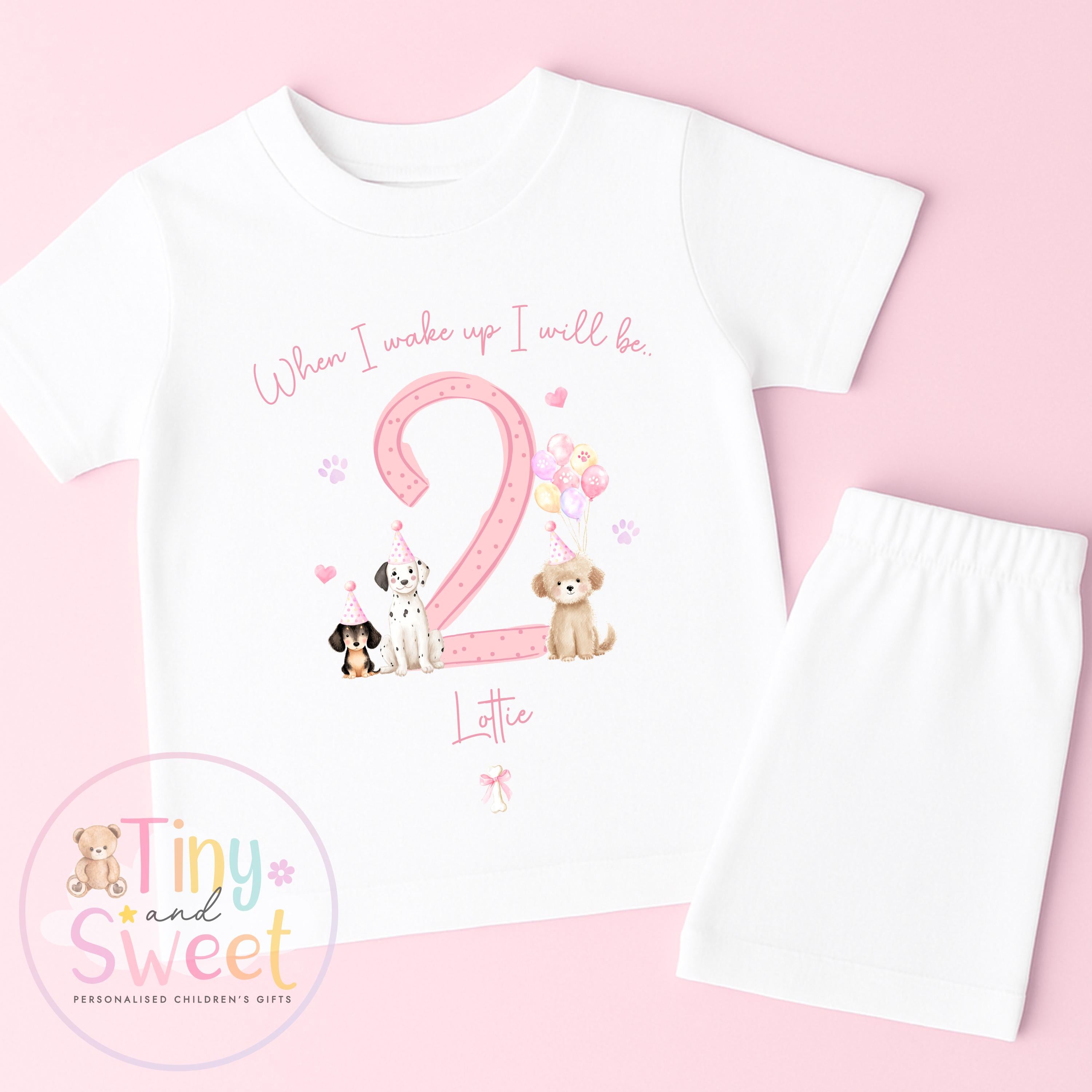 Puppy Dog Birthday Pyjamas, When I Wake Up I’ll Be, Puppy PJs – When I Wake Up I’ll Be 1, 2, 3, Personalised Puppy Birthday Pyjamas