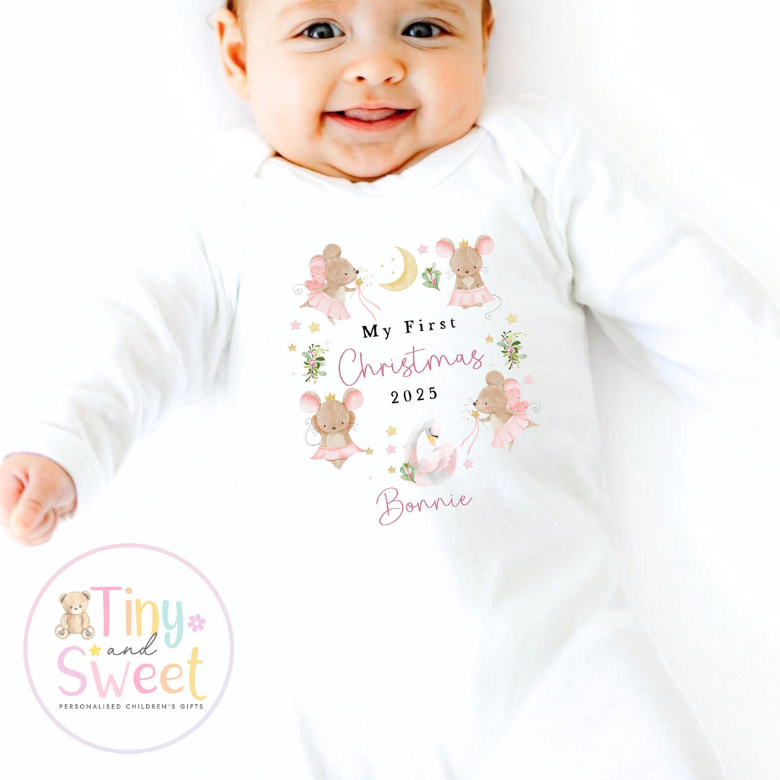 First Christmas Baby Grow , My First Christmas, Custom Name Sleepsuit, Baby’s First Christmas, Personalised Christmas Baby Outfit