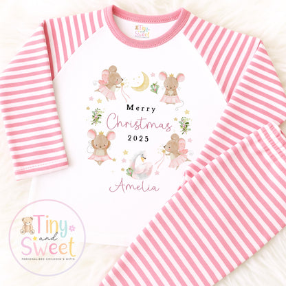 Personalised Pink Christmas Pyjamas, Christmas Eve Pyjamas, Christmas Nightwear, Childrens Christmas pjs, Xmas pjs, Kids Christmas Pjs