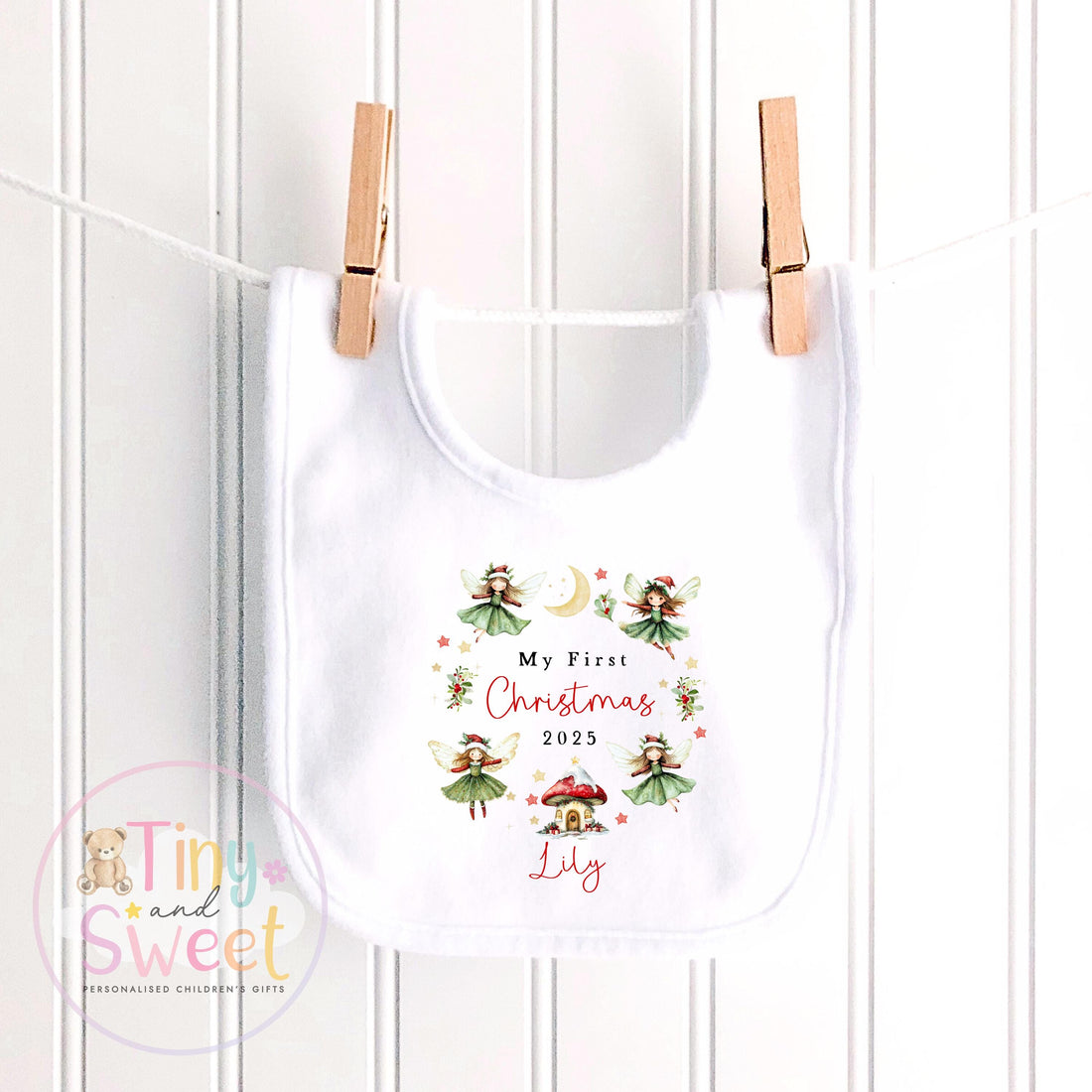First Christmas Fairy Baby Grow , My First Christmas, Custom Name Sleepsuit, Baby’s First Christmas, Personalised Christmas Baby Outfit