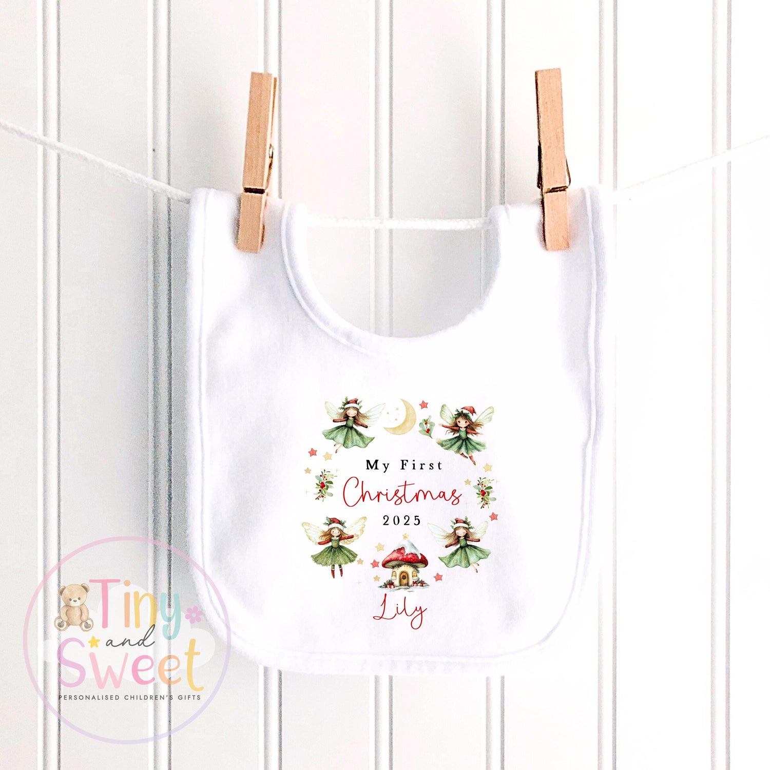 First Christmas Fairy Baby Grow , My First Christmas, Custom Name Sleepsuit, Baby’s First Christmas, Personalised Christmas Baby Outfit