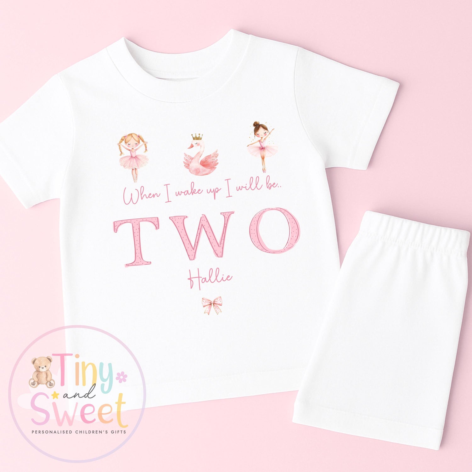 Ballerina Birthday Pyjamas, When I Wake Up I’ll Be, Ballerina Swan PJs – When I Wake Up I’ll Be 1, 2, 3, Personalised Ballerina Birthday