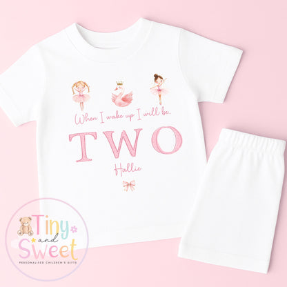 Ballerina Birthday Pyjamas, When I Wake Up I’ll Be, Ballerina Swan PJs – When I Wake Up I’ll Be 1, 2, 3, Personalised Ballerina Birthday