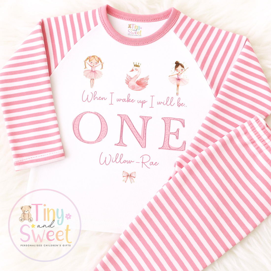 Ballerina Birthday Pyjamas, When I Wake Up I’ll Be, Ballerina Swan PJs – When I Wake Up I’ll Be 1, 2, 3, Personalised Ballerina Birthday