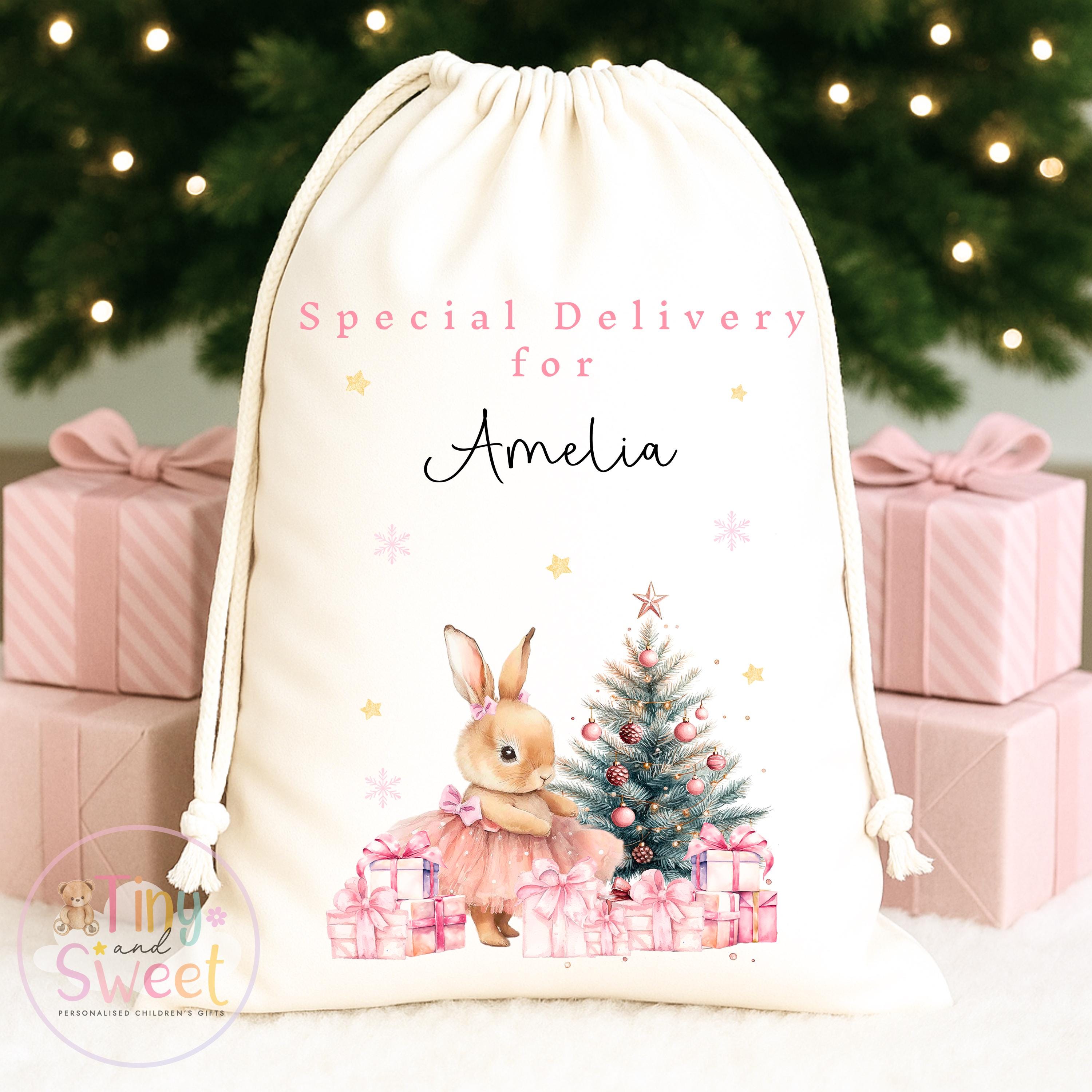 Pink Ballerina Bunny Personalised Christmas Sack