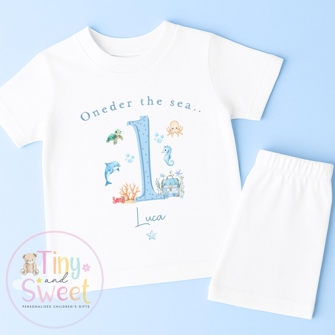 Personalised Oneder The Sea Pyjamas, Blue Ocean Pyjamas, When i wake up i&