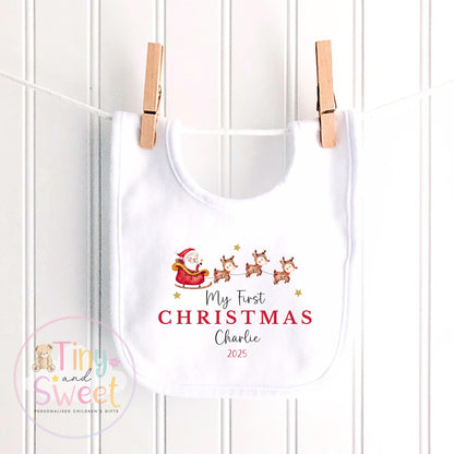 Personalised First Christmas on Sleepsuit or Reindeer Plush Toy: Baby&