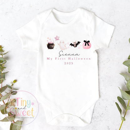 Pink First Halloween Sleepsuit, Baby 1st Halloween Gift Idea, 1st Halloween Babygrow, Halloween Outfit for baby, Halloween costume