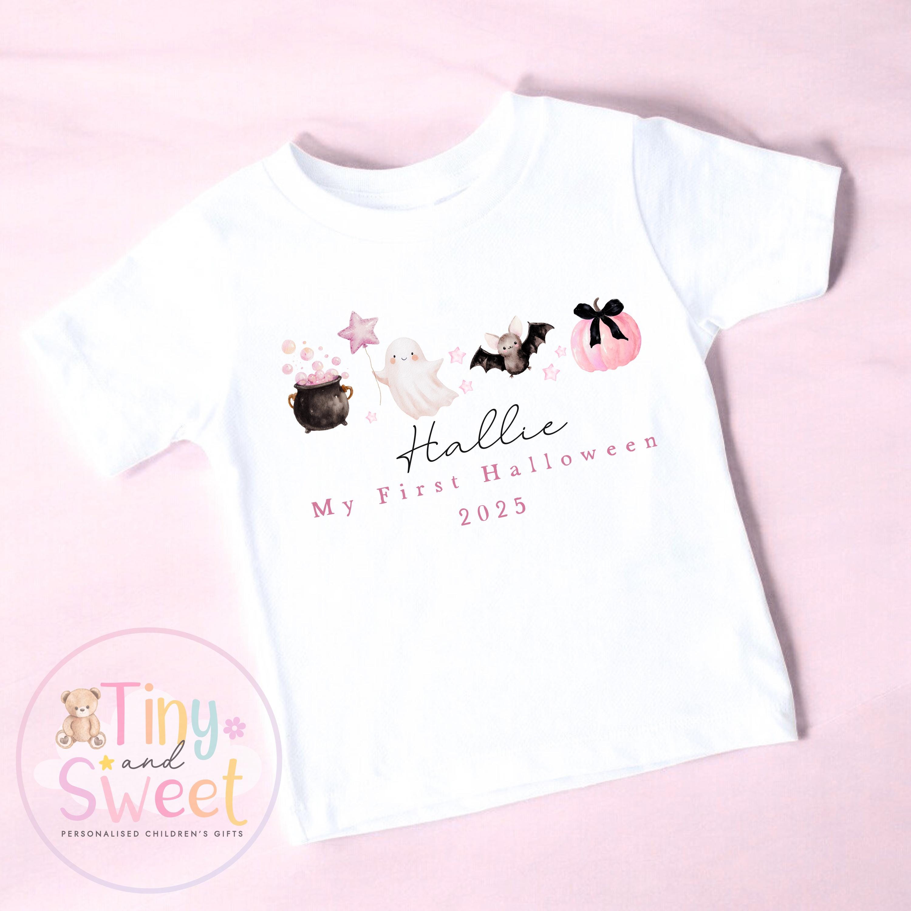 Pink First Halloween T Shirt, Baby 1st Halloween Gift Idea, 1st Halloween Babygrow, Halloween Outfit for baby, Halloween costume