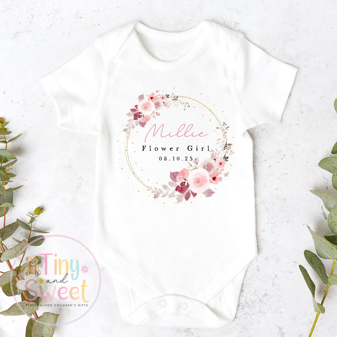 Flower Girl Sleepsuit, Baby Flower Girl Babygrow, Flower Girl Pyjamas, Will you be my flower girl, Flower Girl Gift, Floral Sleepsuit