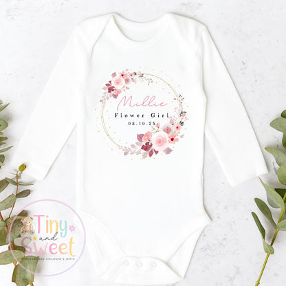 Flower Girl Sleepsuit, Baby Flower Girl Babygrow, Flower Girl Pyjamas, Will you be my flower girl, Flower Girl Gift, Floral Sleepsuit