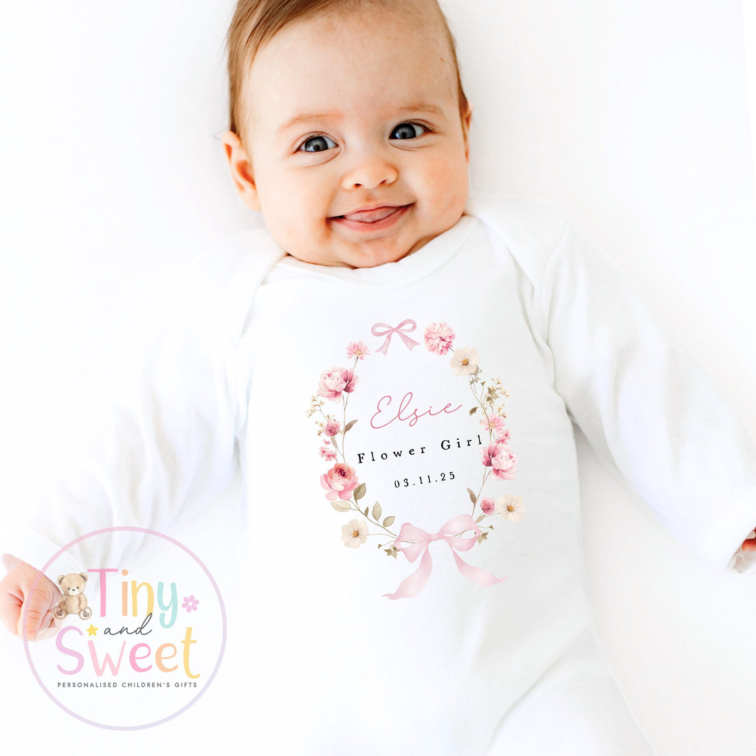 Flower Girl Sleepsuit, Baby Flower Girl Babygrow, Flower Girl Pyjamas, Will you be my flower girl, Flower Girl Gift, Floral Sleepsuit