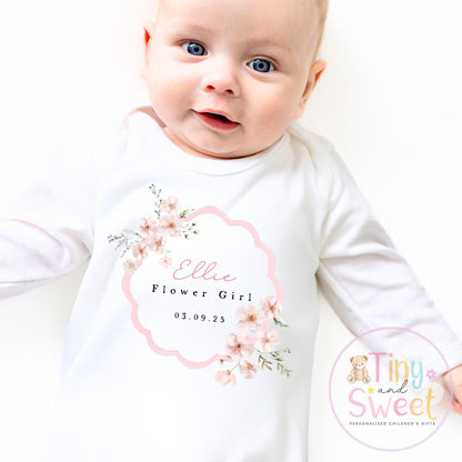 Flower Girl Sleepsuit, Baby Flower Girl Babygrow, Flower Girl Pyjamas, Will you be my flower girl, Flower Girl Gift, Floral Sleepsuit
