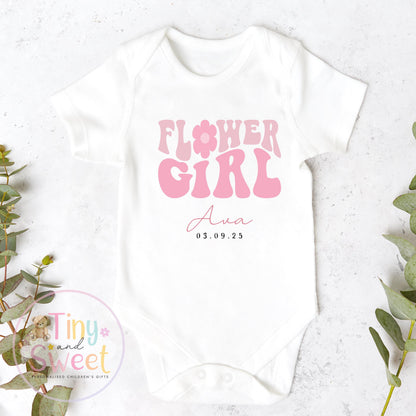 Flower Girl Sleepsuit, Baby Flower Girl Babygrow, Flower Girl Pyjamas, Will you be my flower girl, Flower Girl Gift, Floral Sleepsuit