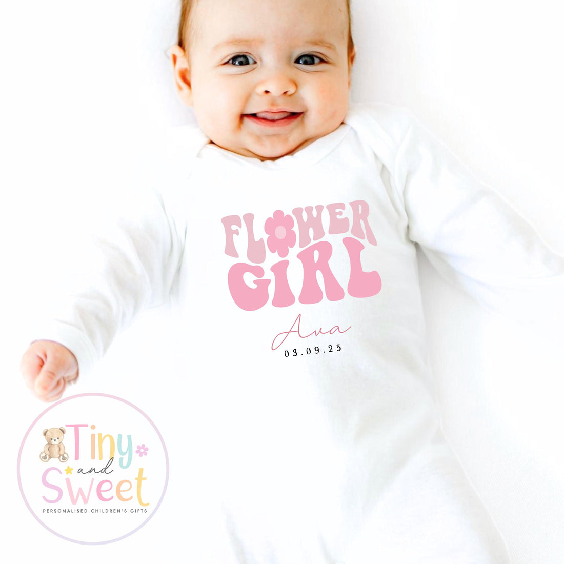 Flower Girl Sleepsuit, Baby Flower Girl Babygrow, Flower Girl Pyjamas, Will you be my flower girl, Flower Girl Gift, Floral Sleepsuit