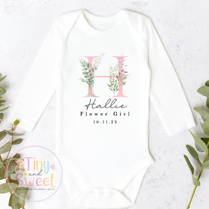Flower Girl Sleepsuit, Baby Flower Girl Babygrow, Flower Girl Pyjamas, Will you be my flower girl, Flower Girl Gift, Floral Sleepsuit