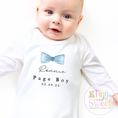 Page Boy Sleepsuit, Baby Page Boy Babygrow, Page Boy Pyjamas, Will you be my page boy, Page Boy Gift, Floral Sleepsuit