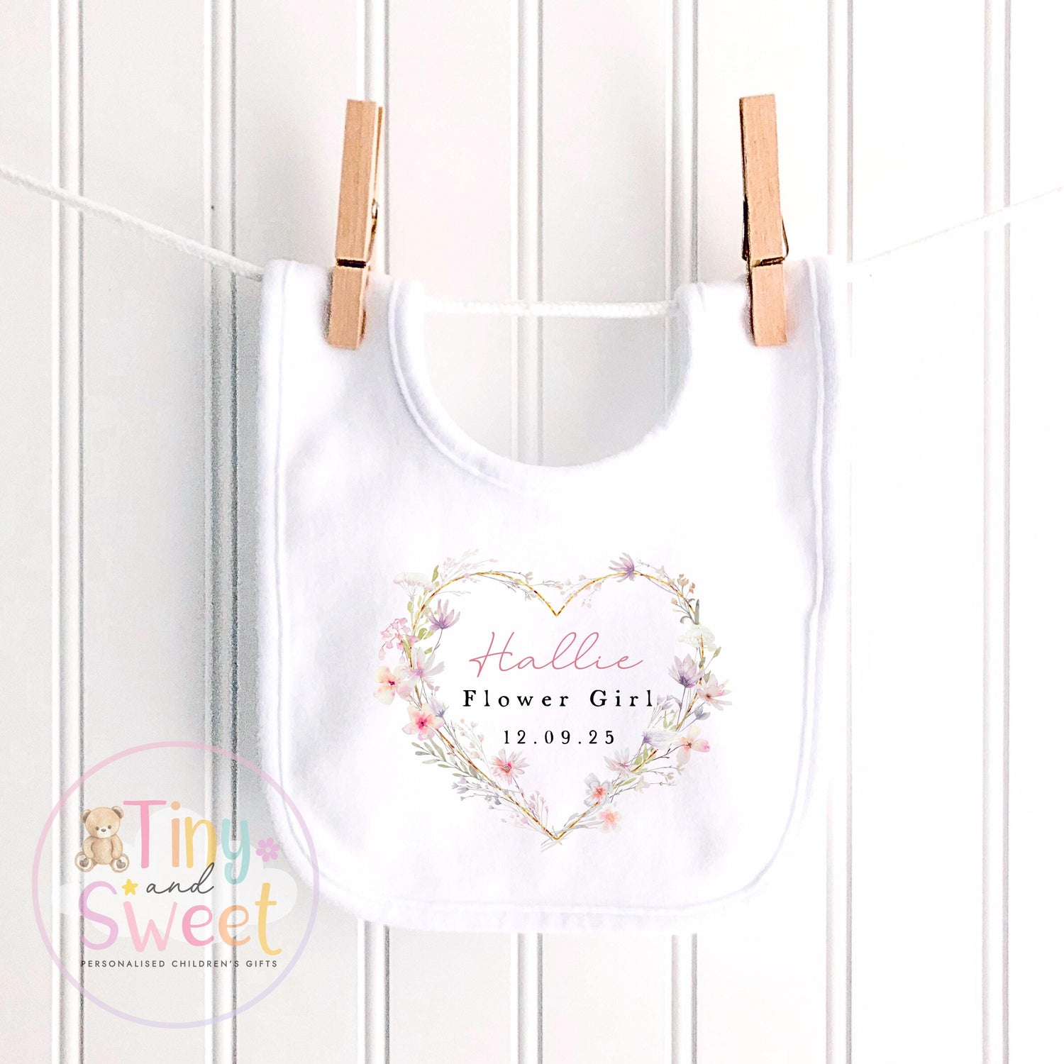 Heart Floral Wreath Personalised Flower Girl Soft Toy Bunny