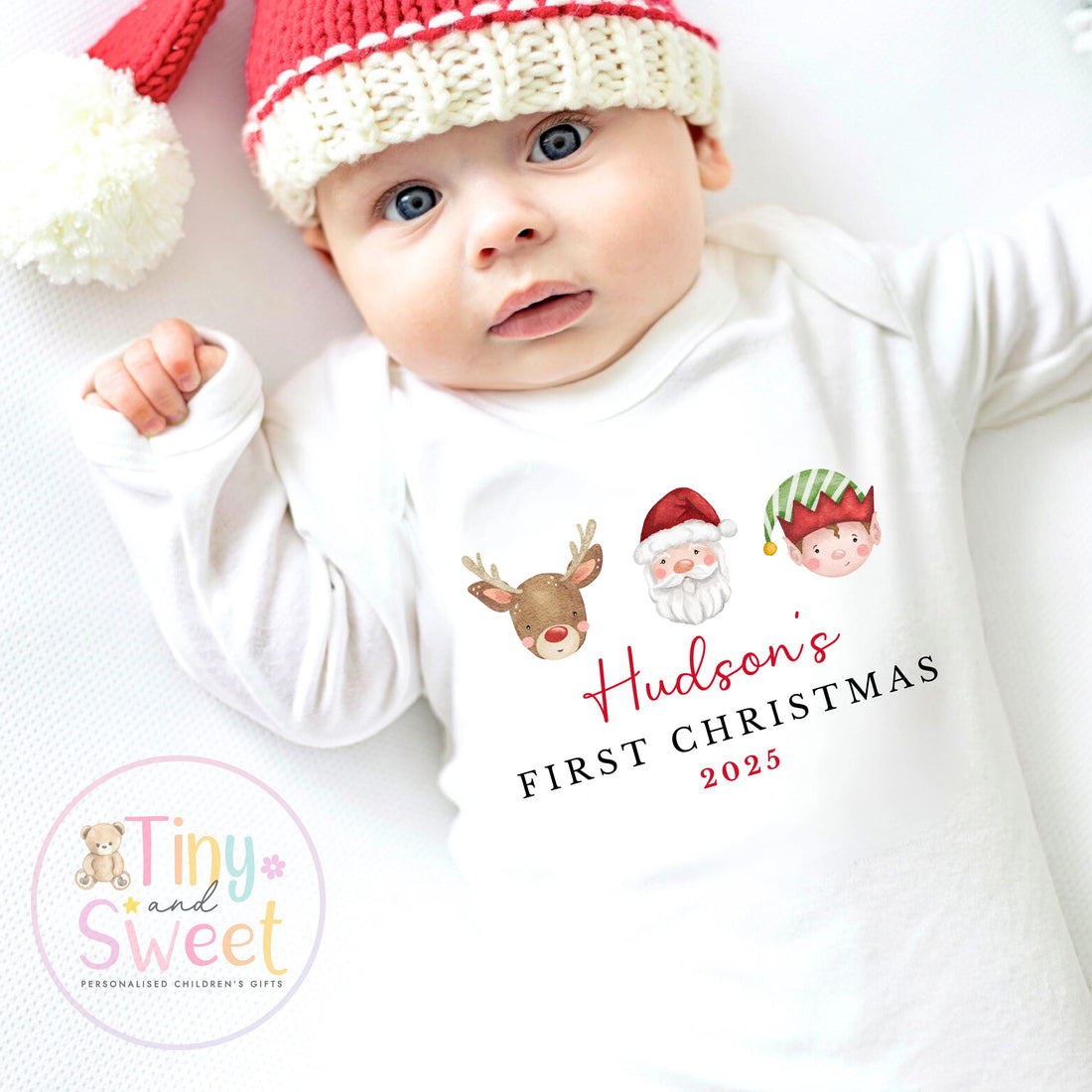 First Christmas Baby Grow , My First Christmas, Custom Name Sleepsuit, Baby’s First Christmas, Personalised Christmas Baby Outfit