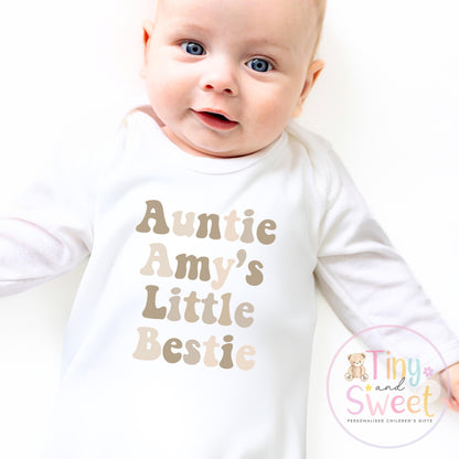 Personalised New Auntie Baby Grow Vest, Baby Announcement to Aunty, Auntie Bestie Gift, Custom Niece Nephew Bodysuit, Retro Present
