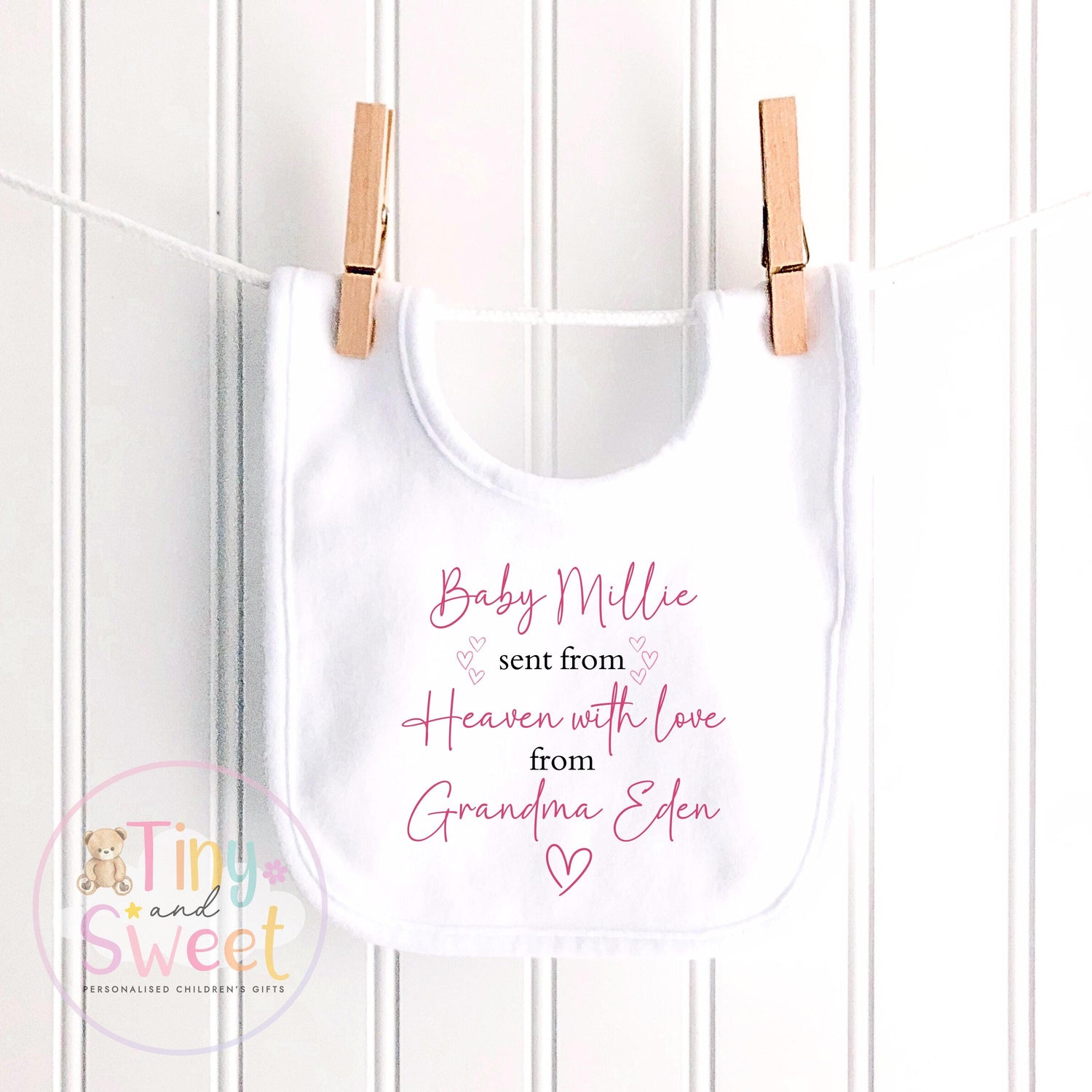 Personalised Sent From Heaven Baby Grow Vest, Sent with Love From Grandma, Sent from Grandad, Custom Baby Announcement, Gift from Heaven