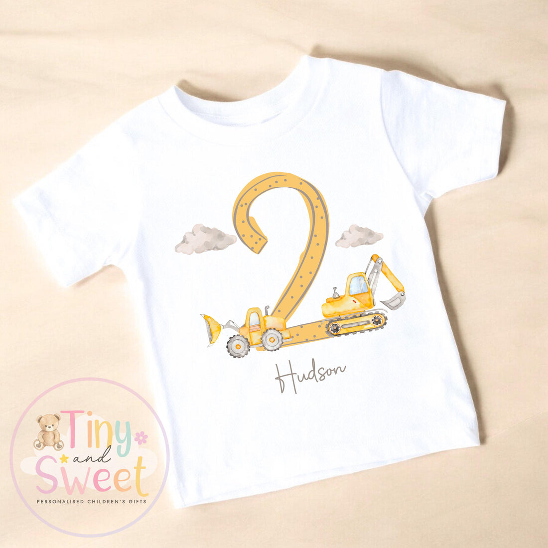 Personalised Construction Birthday T-Shirt, Custom Excavator Birthday Tee, 1st, 2nd, 3rd, 4th, Digger, Diggin It Boys Birthday T-Shirt