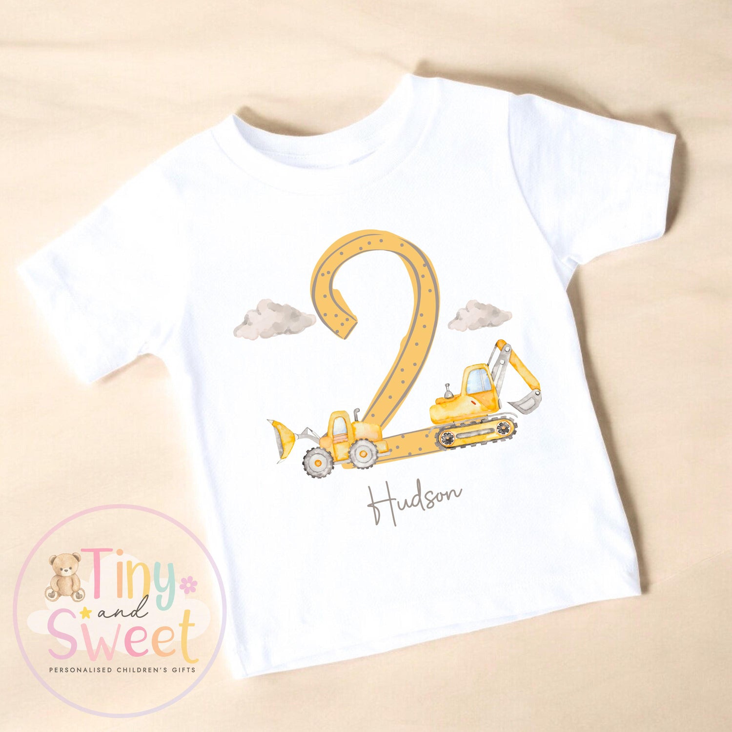 Personalised Construction Birthday T-Shirt, Custom Excavator Birthday Tee, 1st, 2nd, 3rd, 4th, Digger, Diggin It Boys Birthday T-Shirt