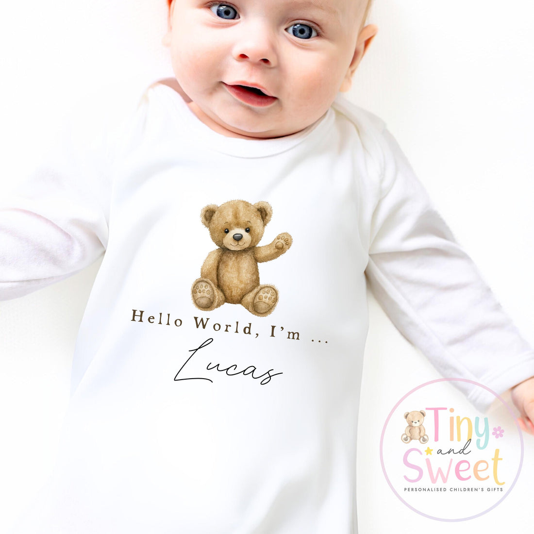 Personalized Hello World Baby Sleepsuit: Newborn Coming Home Outfit