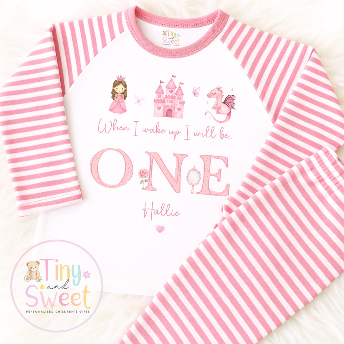 Princess Birthday Pyjamas, When I Wake Up I’ll Be, Princess PJs – When I Wake Up I’ll Be 1, 2, 3, Personalised Princess Birthday Pyjamas