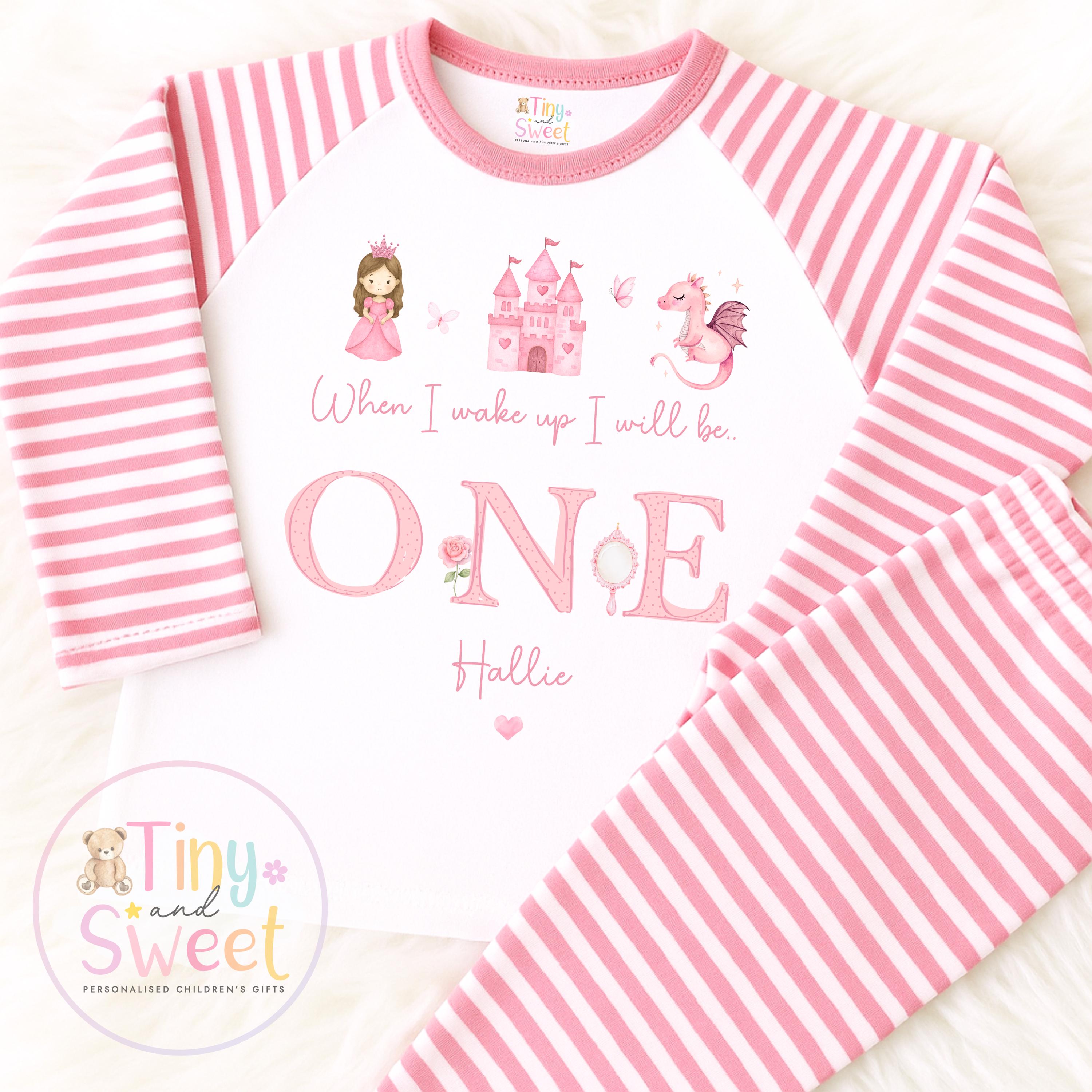 Princess Birthday Pyjamas, When I Wake Up I’ll Be, Princess PJs – When I Wake Up I’ll Be 1, 2, 3, Personalised Princess Birthday Pyjamas