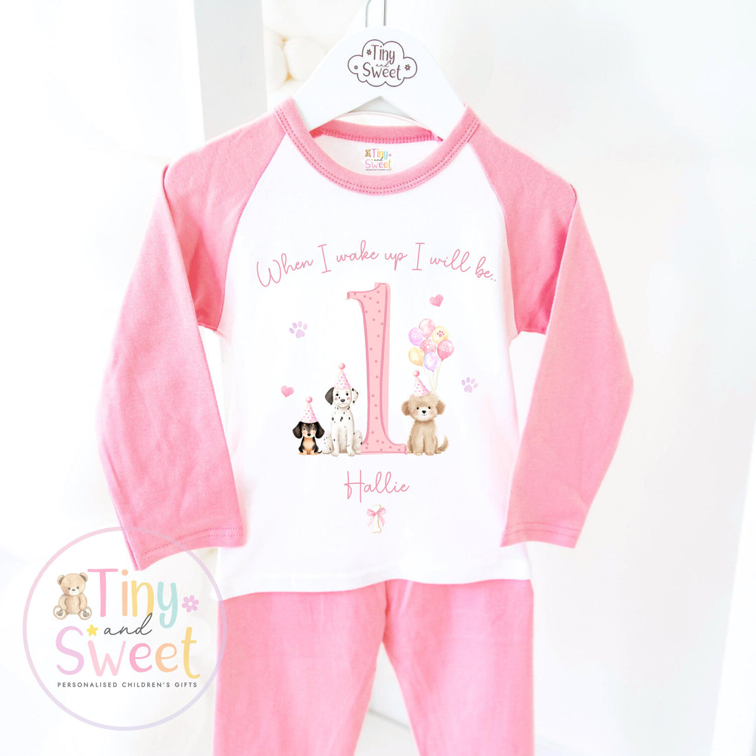 Puppy Dog Birthday Pyjamas, When I Wake Up I’ll Be, Puppy PJs – When I Wake Up I’ll Be 1, 2, 3, Personalised Puppy Birthday Pyjamas