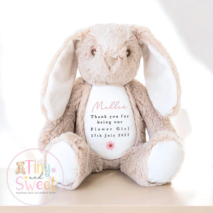 Personalised Flower Girl Bunny, Flower Girl Gift, Will you be my flower girl Bunny, Personalised Soft Toy, Flower Girl Proposal, Bridesmaid