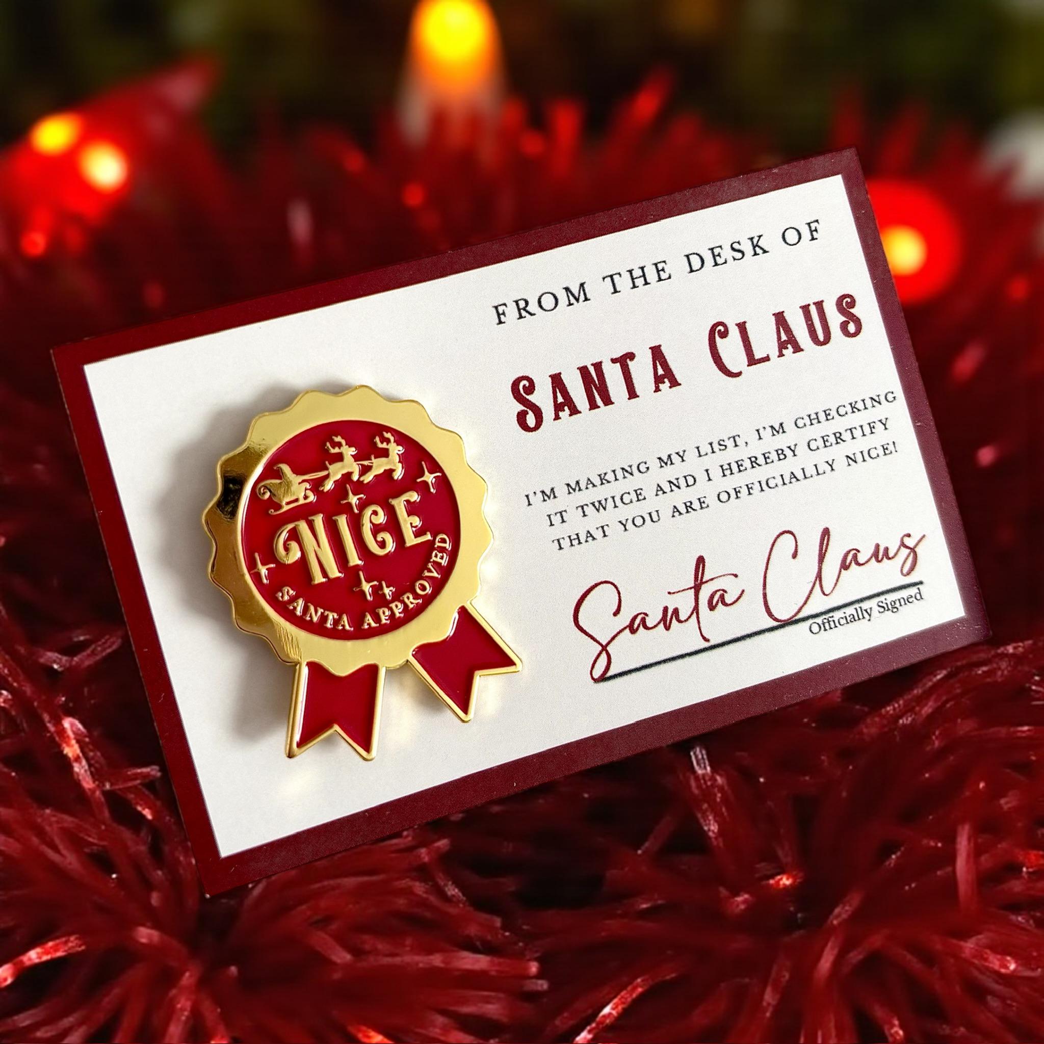 Santa Nice Pin Badge, Nice Badge, Stocking Filler, Letter to Santa, Santa letter, Santas List, Santa Approved, Christmas Eve Box