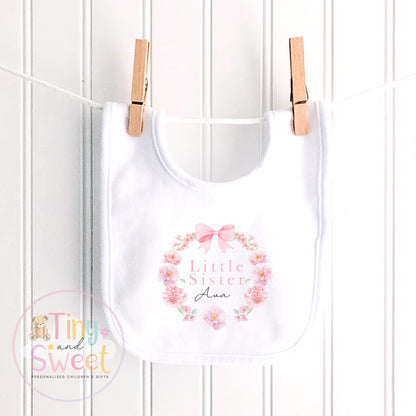 Big Sister &amp; Little Sister Matching Outfits, Big Sister Reveal outfit, Announcement Gift for Siblings and Family, Pink Flower Sister Tee