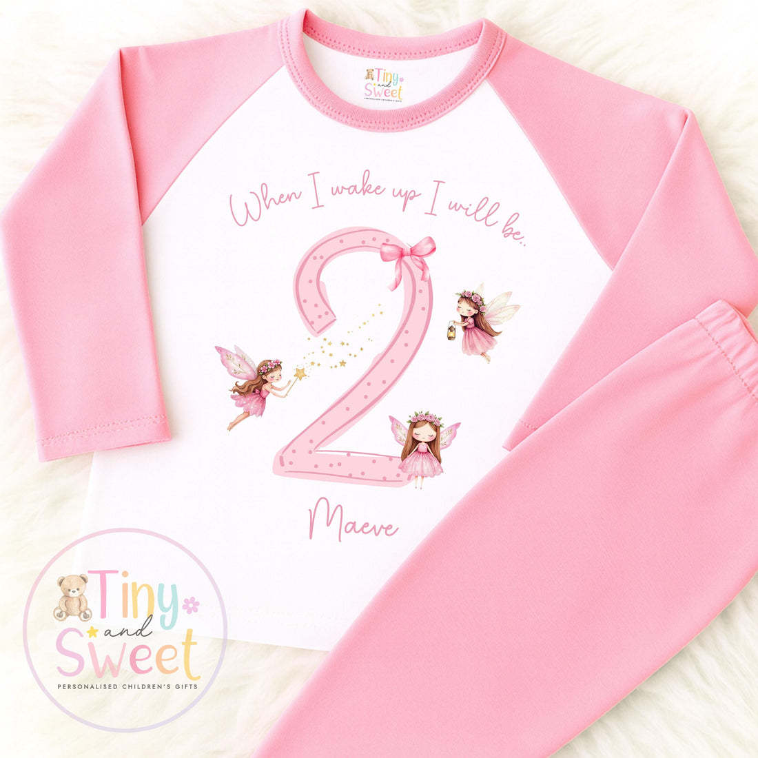 Pink Fairy Personalised Birthday Pyjamas: When I wake up I&
