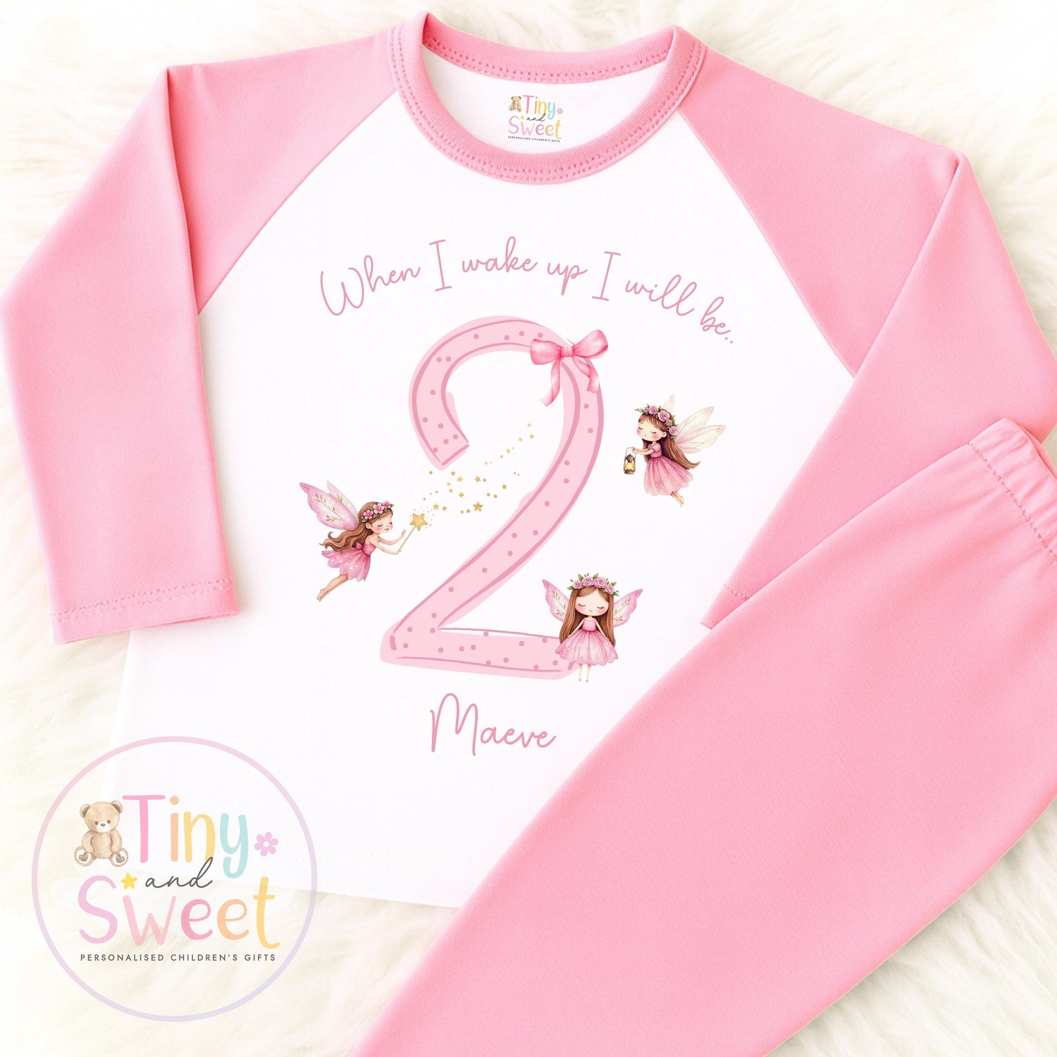 Pink Fairy Personalised Birthday Pyjamas: When I wake up I&