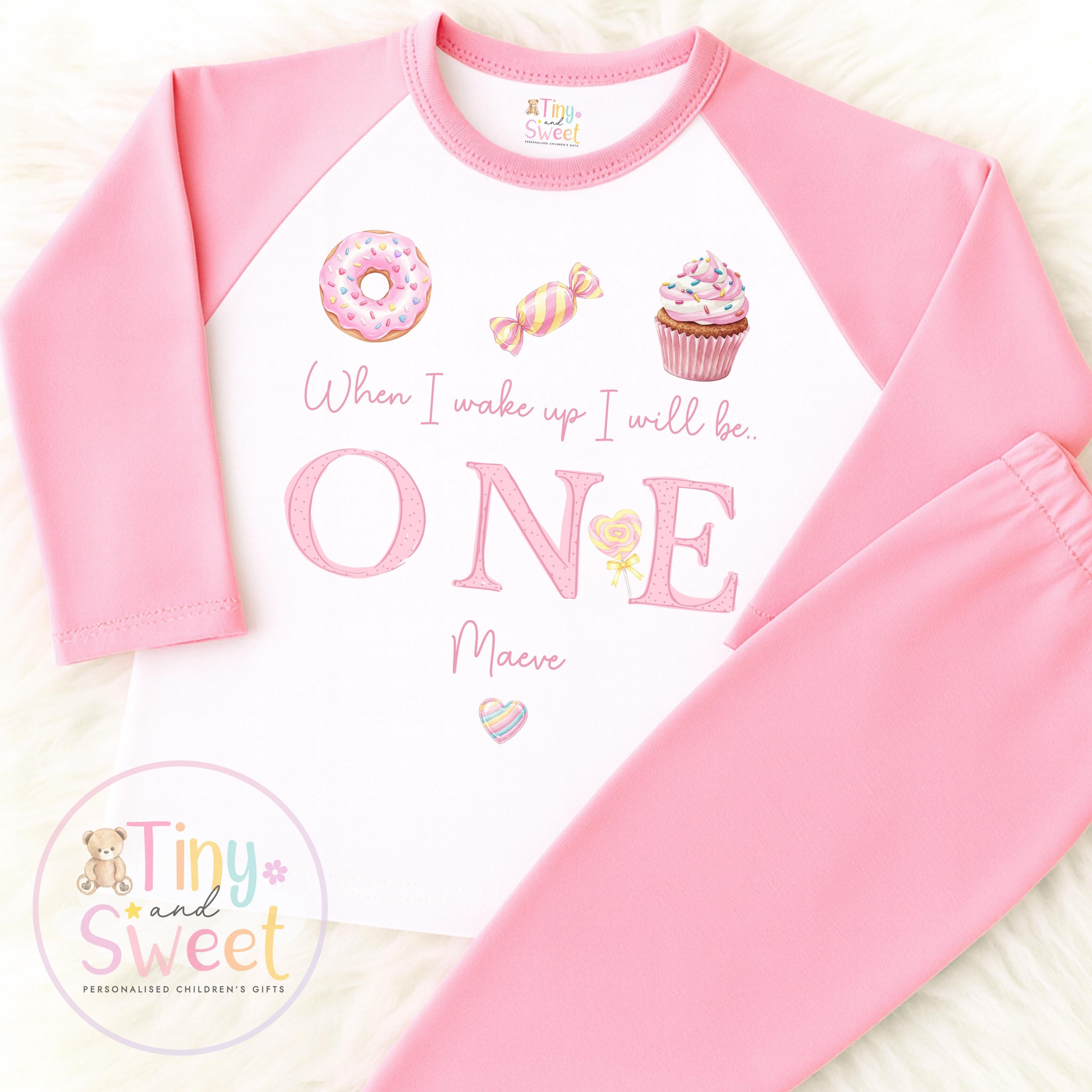 Pink Sweets Personalised Birthday Pyjamas: When I wake up I&