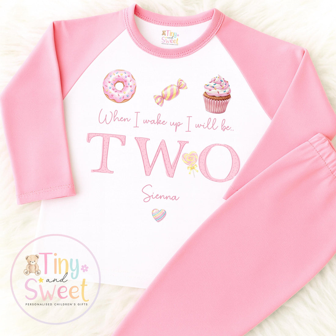 Pink Sweets Personalised Birthday Pyjamas: When I wake up I&