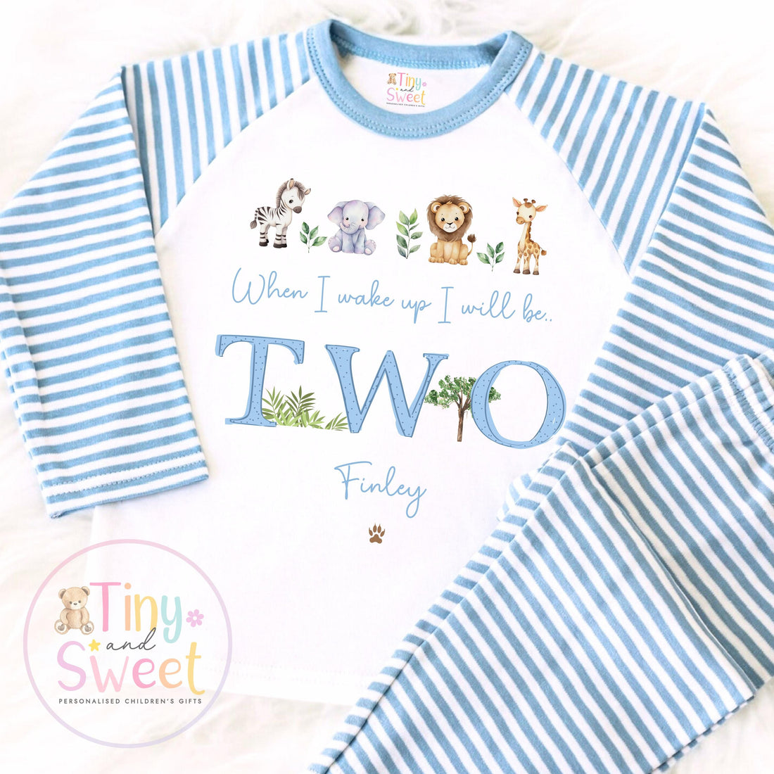 Blue Safari Personalised Birthday Pyjamas