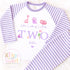 Personalised Girl Dinosaur Birthday Pyjamas: Lilac Watercolour Cotton