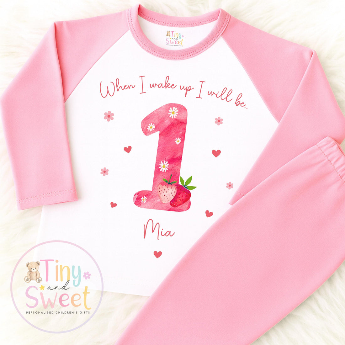 Personalised Birthday Pyjamas - Pink &amp; Strawberries