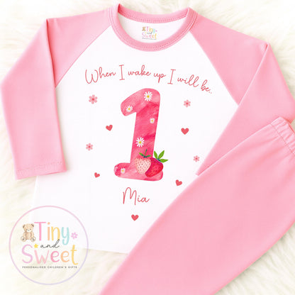 Personalised Birthday Pyjamas - Pink &amp; Strawberries