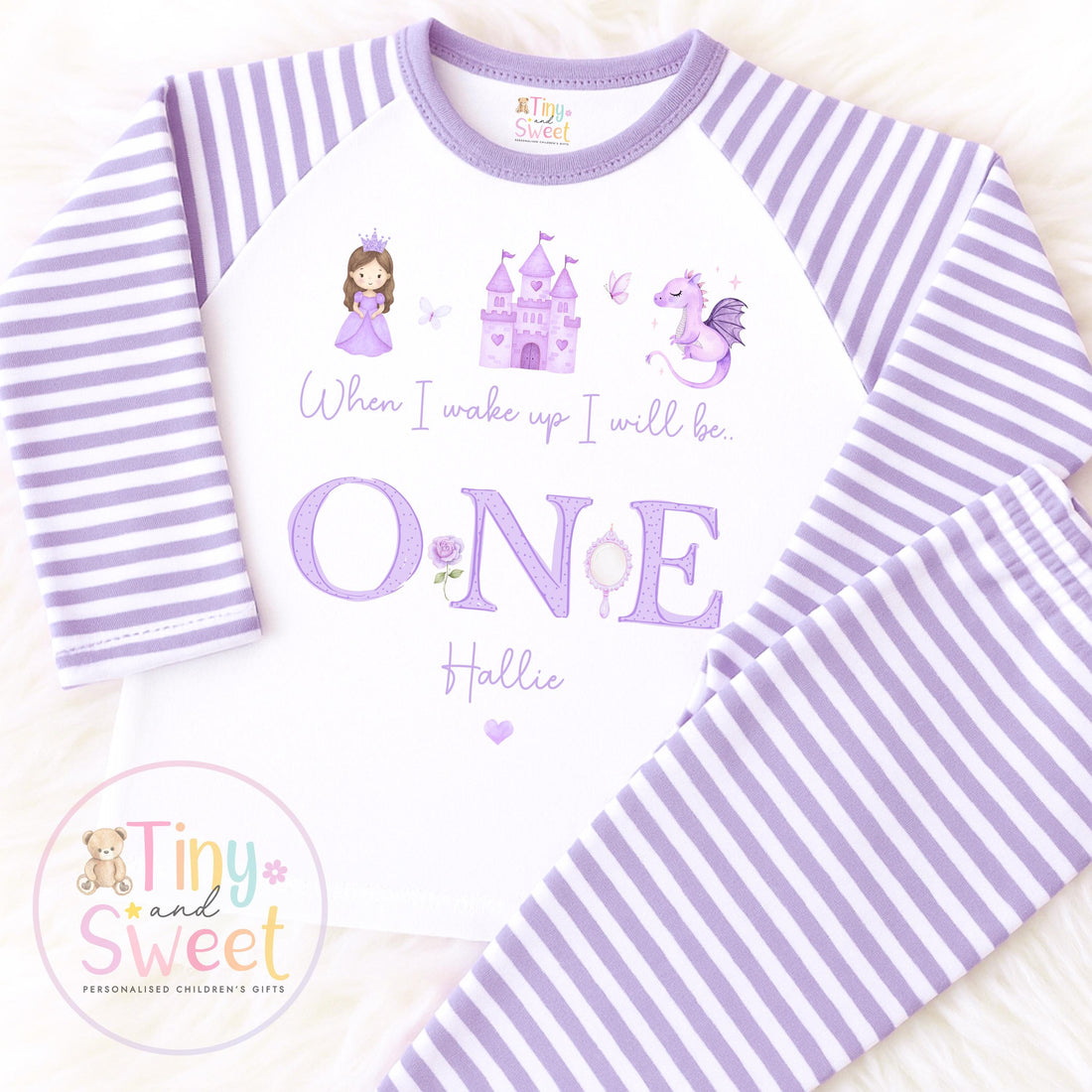 Princess Purple Birthday Pyjamas, When I Wake Up I’ll Be, Princess PJs – When I Wake Up I’ll Be 1, 2, 3, Personalised Birthday Pyjamas