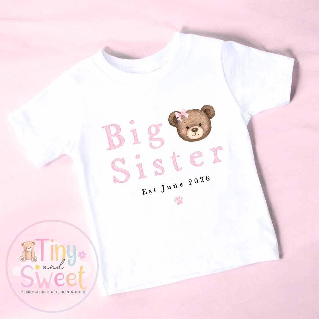 Teddy Bear Big Sister T-Shirt, Big Sister Reveal outfit, Announcement Gift for Siblings and Family, Teddy Sister Tee, Sister Announcement
