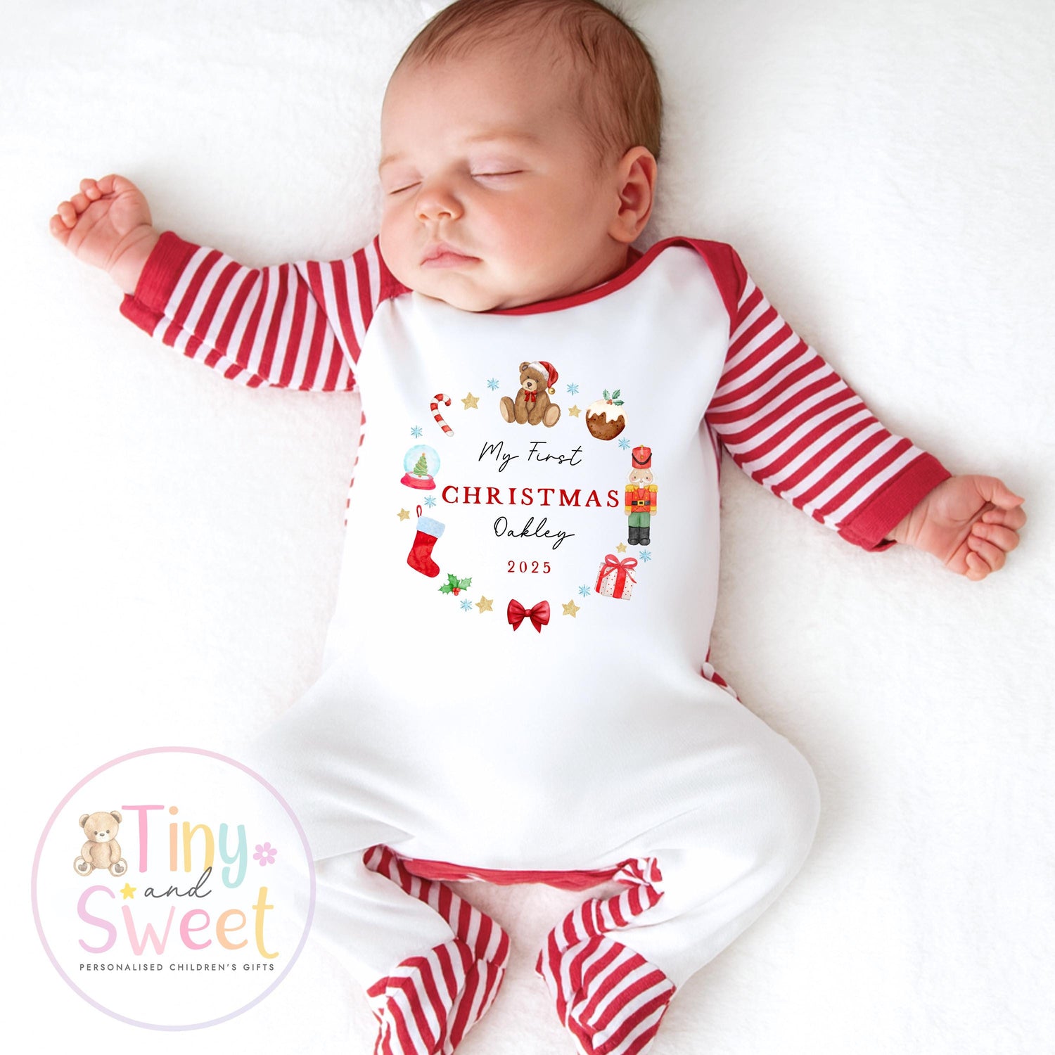First Christmas Baby Grow , My First Christmas, Custom Name Sleepsuit, Baby’s First Christmas, Personalised Christmas Baby Outfit