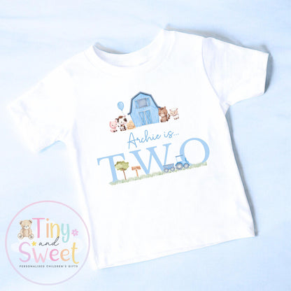 Personalised Farm Birthday T Shirt, Custom Farm Birthday Tee, 1st, 2nd, 3rd, 4th, Farms, Farmyard Animals Birthday T-Shirt