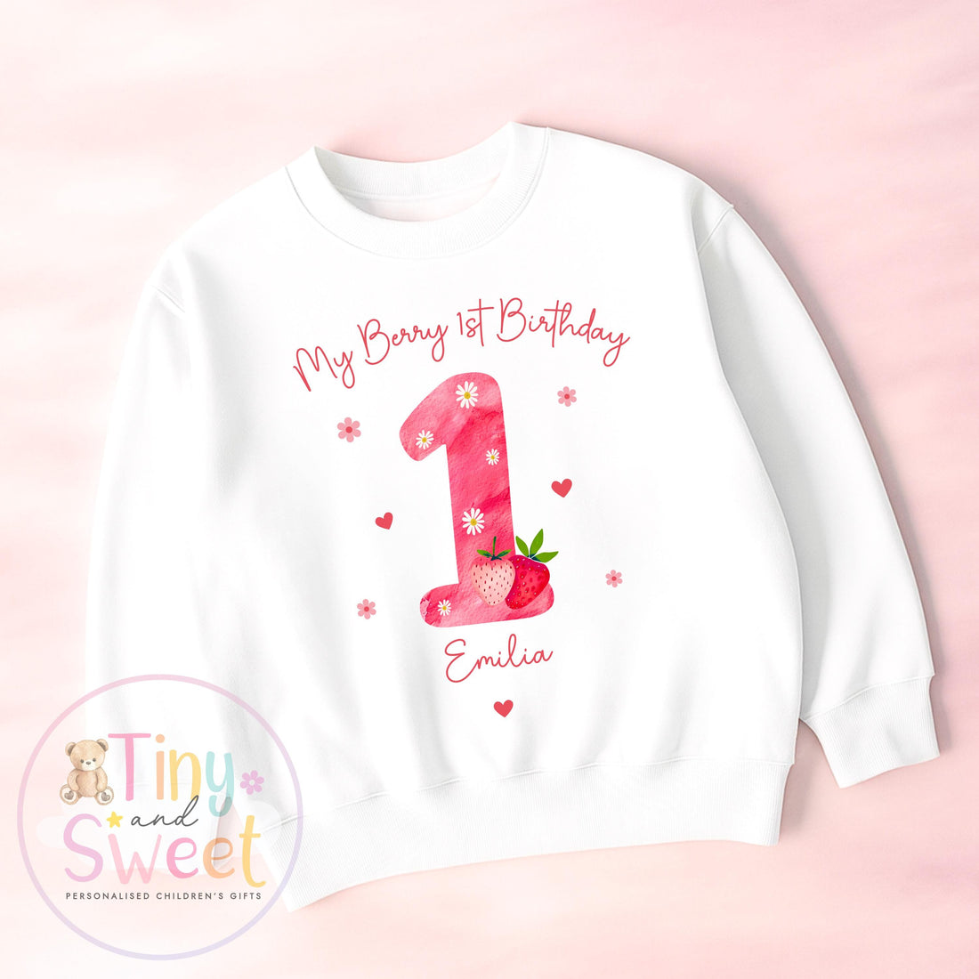 Personalised Strawberry Birthday Sweatshirt, Berry First Birthday Tee, 1st, 2nd, 3rd, 4th, Berries, Strawberies Theme Birthday T-Shirt